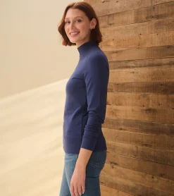 New Mock Neck Top - Patriot Blue Women Tops