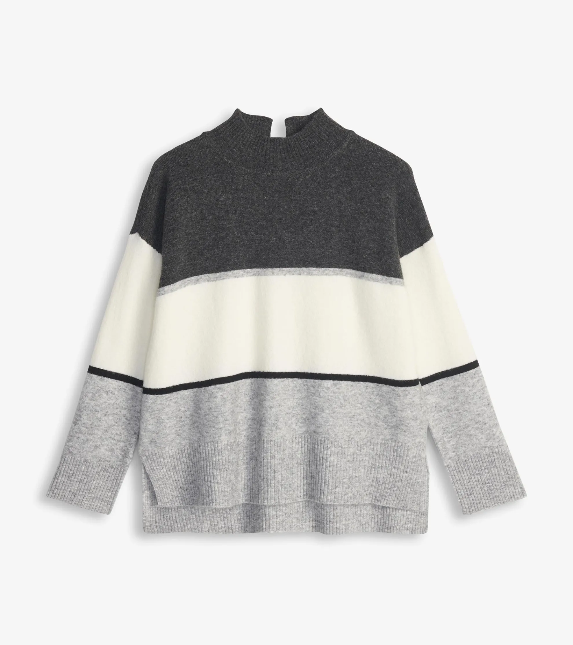 Hot Mock Neck Tunic - Grey Block Women Sweaters|Tops