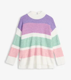 Hot Mock Neck Tunic - Sunrise Colour Block Women Sweaters|Tops