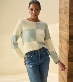 Online Monroe Sweater - Sage Green Blocks Women Sweaters