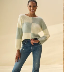 Online Monroe Sweater - Sage Green Blocks Women Sweaters