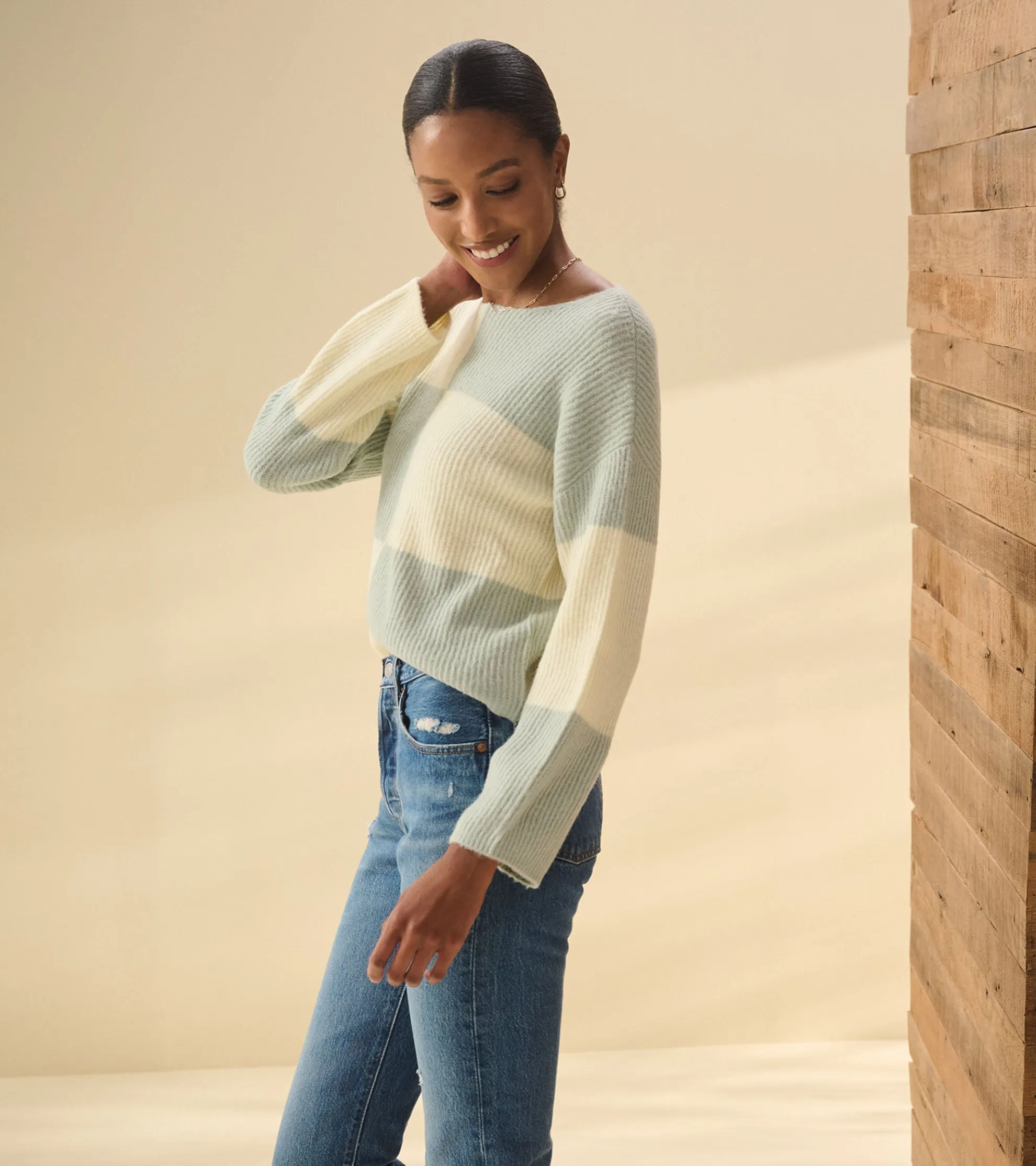 Online Monroe Sweater - Sage Green Blocks Women Sweaters