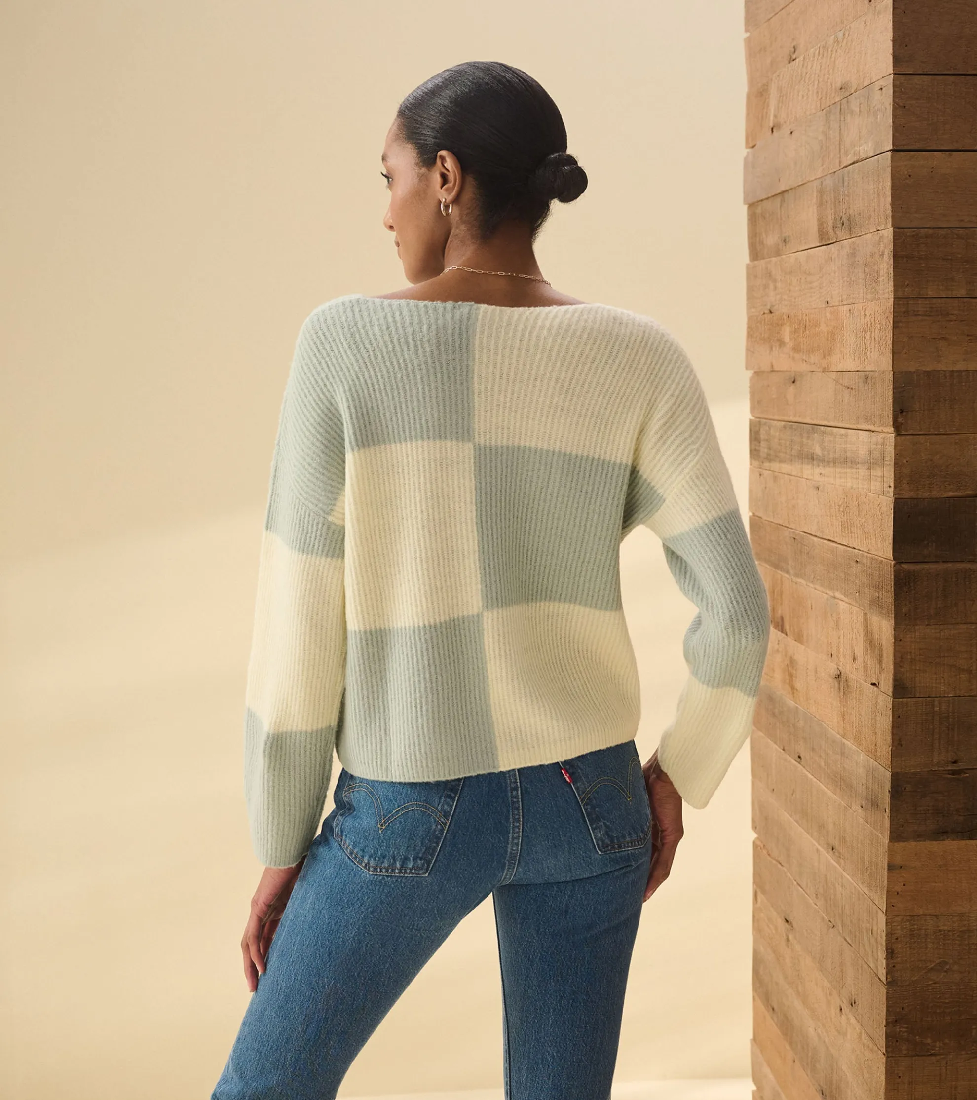 Online Monroe Sweater - Sage Green Blocks Women Sweaters