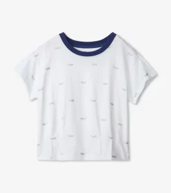 Hot Nautical Anchors Pleated Slouchy Tee Tops