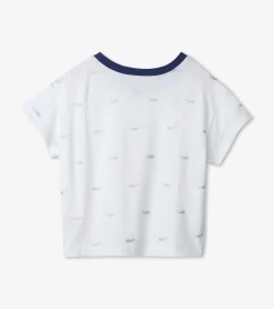 Hot Nautical Anchors Pleated Slouchy Tee Tops