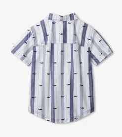 Nautical Whales Short Sleeve Button Down Shirt BOY Tops
