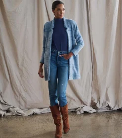 Online Open Front Jacket - Blue Check Women Tops|Outerwear