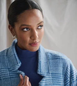Online Open Front Jacket - Blue Check Women Tops|Outerwear