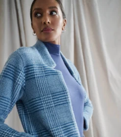 Online Open Front Jacket - Blue Check Women Tops|Outerwear