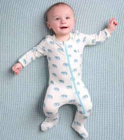 Online Painted Elephants Baby Footed Sleeper Sleepwear|Sleepwear