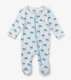 Online Painted Elephants Baby Footed Sleeper Sleepwear|Sleepwear