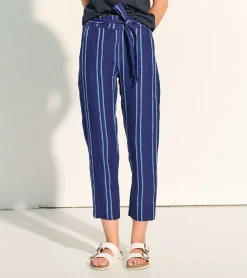 Outlet Paper Bag Pants - Beach Stripes Women Bottoms