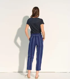 Outlet Paper Bag Pants - Beach Stripes Women Bottoms