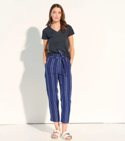 Outlet Paper Bag Pants - Beach Stripes Women Bottoms