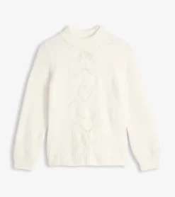 Discount Petal Cable Sweater - Winter White Women Sweaters