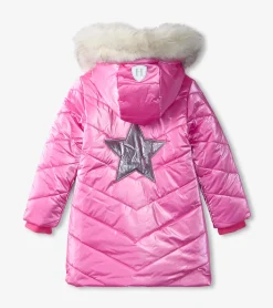 New Pink Star Kids Puffer Jacket Outerwear
