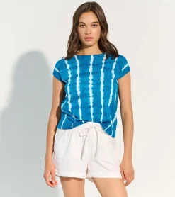 Piper Knit Tee - Mykonos Blue Women Tops