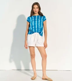Piper Knit Tee - Mykonos Blue Women Tops
