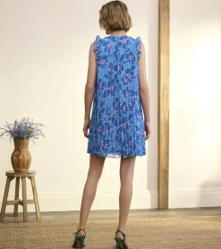Online Pleated Dress - Textured Poppies Women Dresses