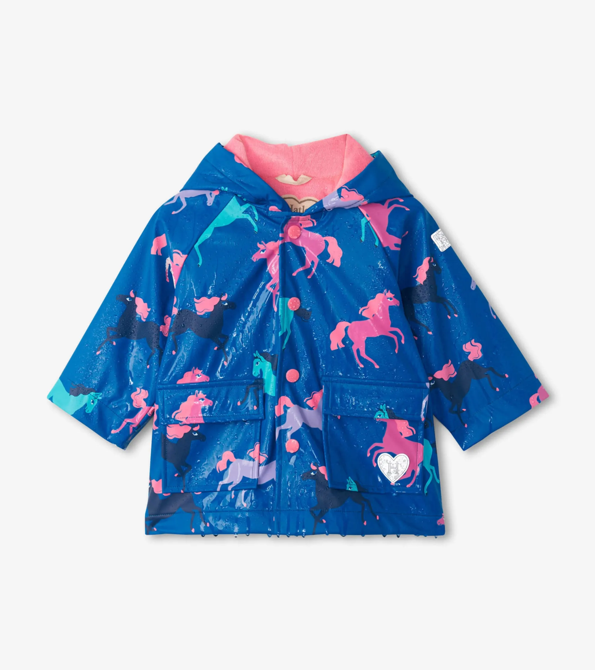 Outlet Prancing Horses Colour Changing Terry Lined Baby Rain Jacket Rainwear|Rainwear