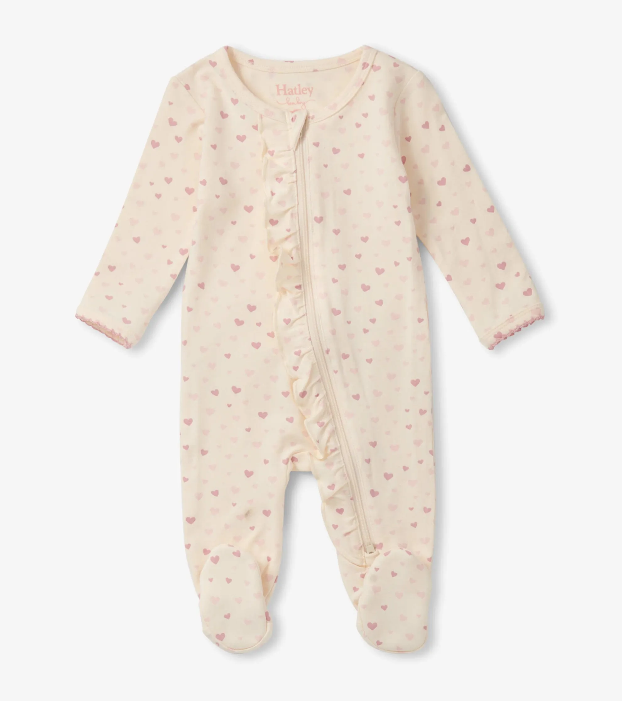 Online Pretty Hearts Newborn Ruffle Footed Sleeper Sleepwear|Sleepwear
