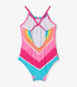 Hot Psychedelic Heart Gather Front Swimsuit Swimwear|Swimwear