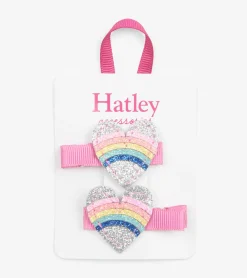 Rainbow Hearts Glitter Hair Clips Accessories