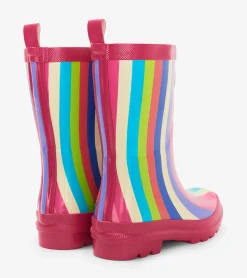 Discount Rainbow Stripes Shiny Kids Rain Boots Rainwear|Rainwear