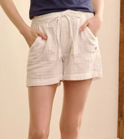 Online Santorini Shorts - White Gauze Women Bottoms