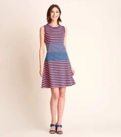 Hot Sarah Dress - Navy and Coral Stripes Women Dresses