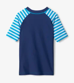 Clearance Shark Stripes Short Sleeve Rashguard BOY Swimwear|Swimwear