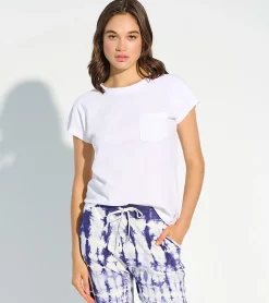 Online Slouchy Pocket Tee - White Women Tops