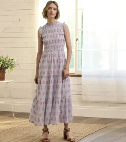 Best Smocked Maxi Dress - Wildflower Seersucker Women Dresses