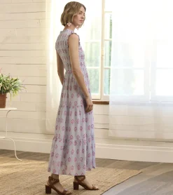 Best Smocked Maxi Dress - Wildflower Seersucker Women Dresses