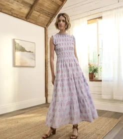 Best Smocked Maxi Dress - Wildflower Seersucker Women Dresses