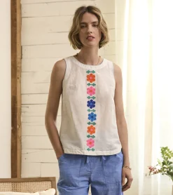 Sale Tessa Tank Top - Embroidered Flowers Women Tops