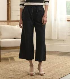 Tie Front Pants - Caviar Linen Women Bottoms