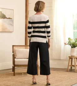 Tie Front Pants - Caviar Linen Women Bottoms