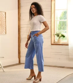 Clearance Tie Front Pants - Chambray Women Bottoms