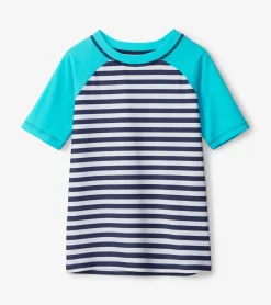 Underwater Stripes Short Sleeve Rashguard BOY Swimwear|Swimwear