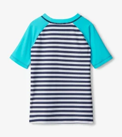 Underwater Stripes Short Sleeve Rashguard BOY Swimwear|Swimwear