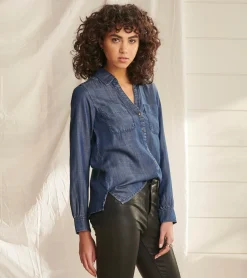 Online Utility Buttondown - Maritime Denim Wash Women Tops